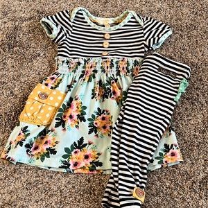 Adorable Matilda Jane outfit size 6-12 months yellow, green, black and white